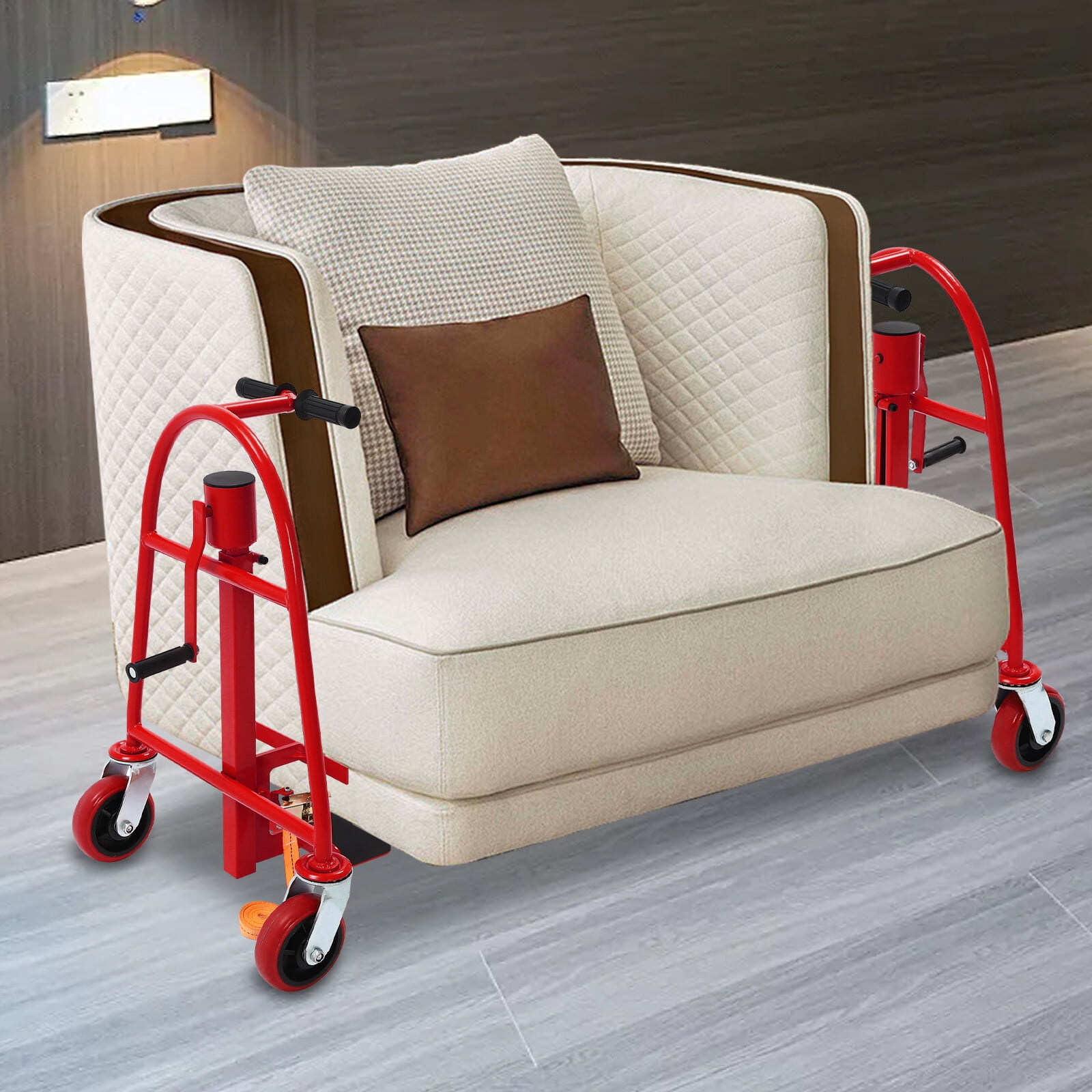Heavy-Duty Furniture Mover - 4 Wheels(6in Diameter), 11.8in Lift Height - 190in Nylon Straps, Suitable for Office/Warehousing/Logistics/Furniture Store Use