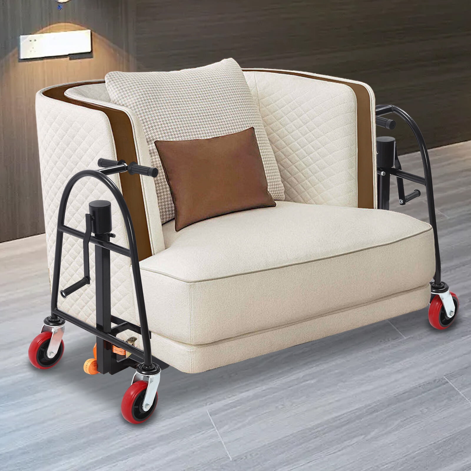 Heavy-Duty Furniture Mover - 4 Wheels(6in Diameter), 11.8in Lift Height - 190in Nylon Straps, Suitable for Office/Warehousing/Logistics/Furniture Store Use