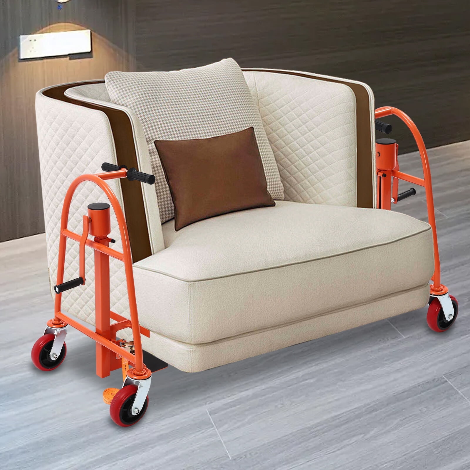 Heavy-Duty Furniture Mover - 4 Wheels(6in Diameter), 11.8in Lift Height - 190in Nylon Straps, Suitable for Office/Warehousing/Logistics/Furniture Store Use
