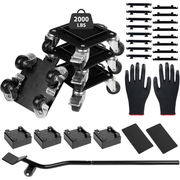 Heavy Duty Furniture Movers with 4 Wheels,Furniture Lift Mover Tool Set with 2000 lbs Load Capacity, Easy Sliders Dolly with Removable Side Guards&Brake, for Moving Appliance,Sofa etc