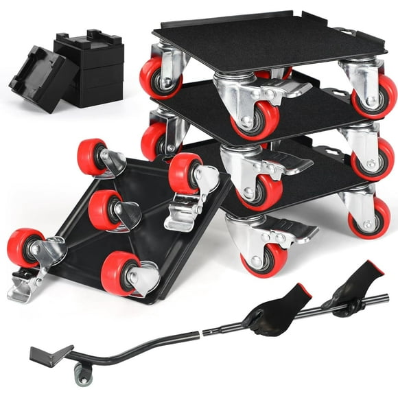 Heavy Duty Furniture Movers with Wheels Furniture Dolly Kit Moving Furniture Lift Mover Tool Set Wheels Piano Dolly Pool Table Dollies Double Bearings Locks Max Capacity 2000 lb 1.5 Inch Red Wheels