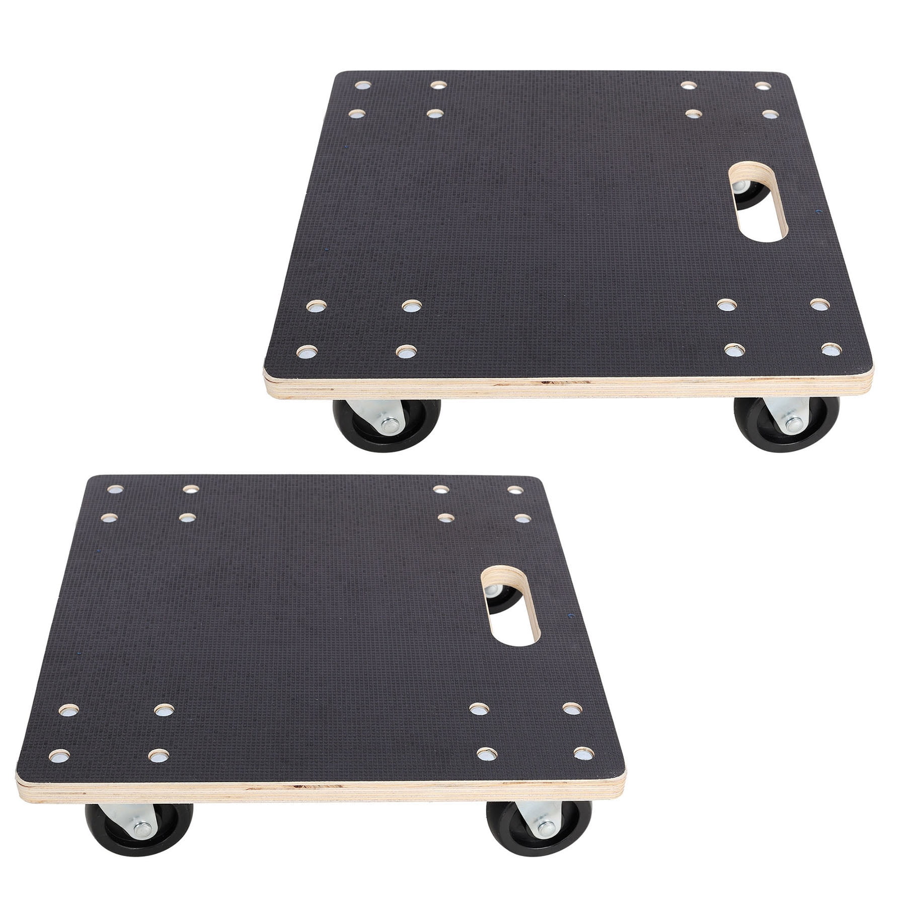 Heavy Duty Furniture Moving Dolly With 4 PP Wheels 15x15 Inch Black Plywood 2 Pack Smooth Transport Solution