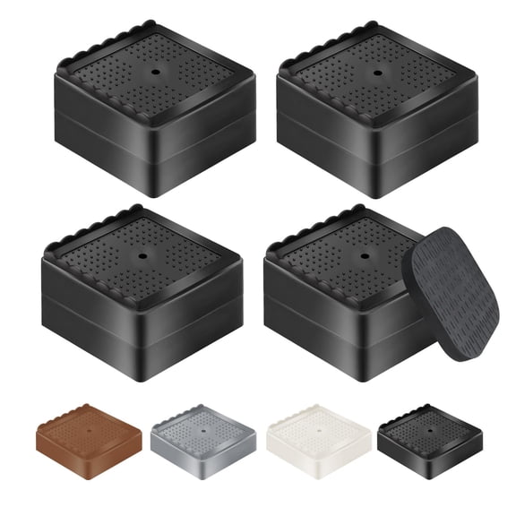 Heavy Duty Furniture Risers, Adjustable Bed Risers Blocks Lift 2, 3, 4 Inches, for Couch, Sofa, Table, Desk, Chair, Refrigerator, Washing Machine, 4 Pack, Black