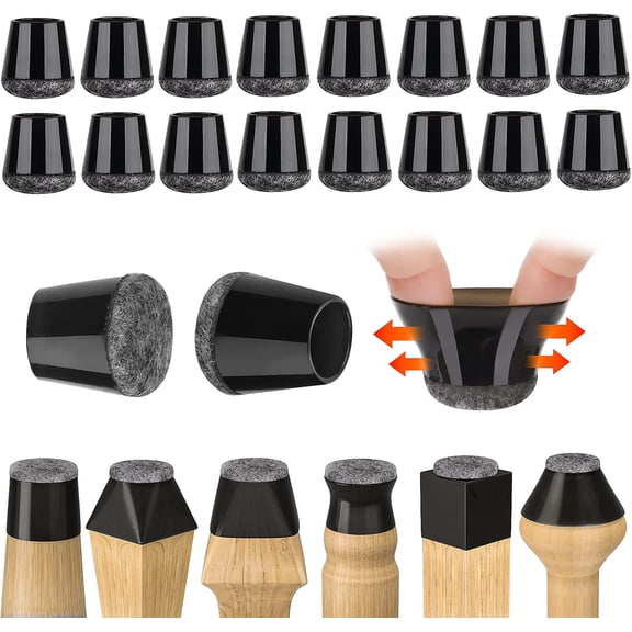 Heavy-Duty Furniture Risers, High-Quality Material Bed Lifts for Improved Accessibility and Storage, Black TPR with Felt Pads, Fits Round Square Prismatic Legs, 32PCS
