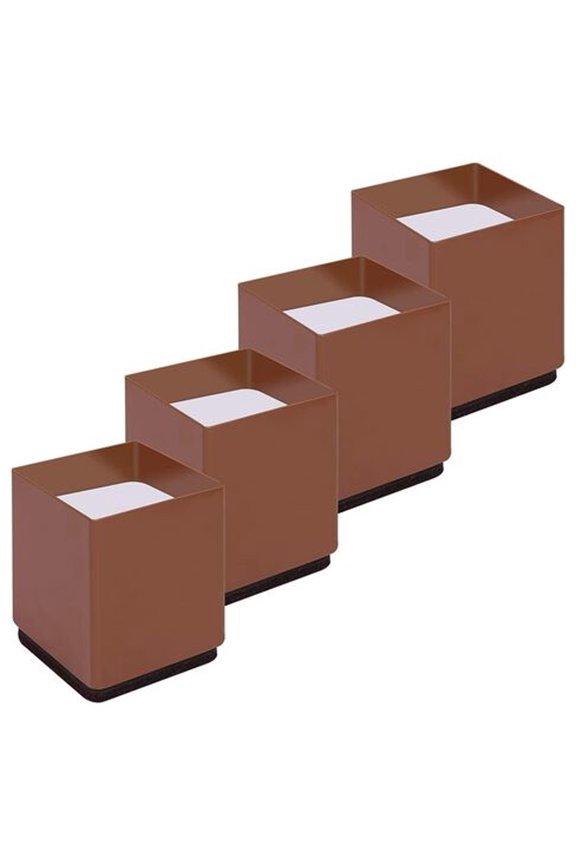 Heavy Duty Furniture Risers, Solid Carbon Steel Square Adjustable Elevators, Supports Up To 20,000 Lbs, Anti-Slip Design With Shock Absorption, Brown (4 Pieces)