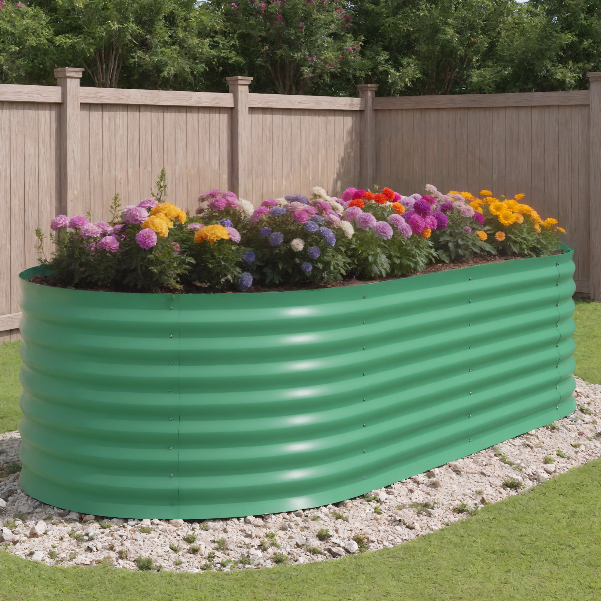 Heavy Duty Galvanized Raised Garden Bed, 8x4x2ft Green Rust-Resistant Metal Planter Box for Flowers Herbs Vegetables for Gardening