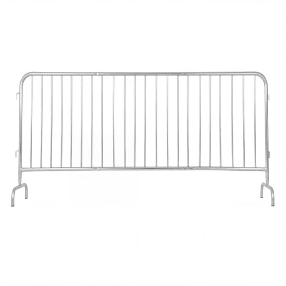 Heavy Duty Galvanized Steel Barricade for Crowd Control Interlinked Design with Bridge Feet 0.8mm 8.5 feet Pack of 1 Silver