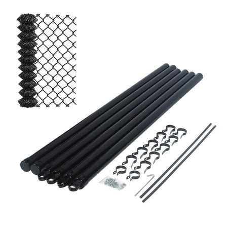 Heavy-Duty Galvanized Steel Chain Link Fence Kit – 4x50 ft. | 7 AWG Security-Grade Wire | Black PVC Coated | Rust & Corrosion Resistant | Complete Installation Kit with Posts, Rails & Hardware