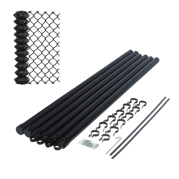 Heavy-Duty Galvanized Steel Chain Link Fence Kit 6x50 ft. | 7 AWG Security-Grade Wire | Black PVC Coated | Rust & Corrosion Resistant | Complete Installation Kit with Posts, Rails & Hardware