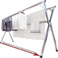 thumbnail image 1 of Heavy Duty Galvanized Steel Drying Rack with 3 Rods, Portable Space-Saving Clothes Dryer for Bathroom Bedroom Dorm, Rust-Resistant Easy-Clean Frame, 1 of 13