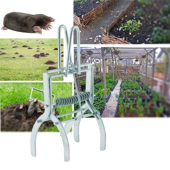 Heavy Duty Galvanized Steel Mole Trap, Reusable Scissor Style Gopher & Vole Trap for Lawn and Garden Pest Control