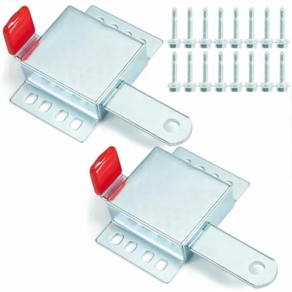 Heavy Duty Garage Door Lock, 2PCS Upgrade Galvanized Steel Garage Door Locking Slide Latch for Most Garage Doors, with Self-Tapping Screws and Red PVC Cover, Essential Garage Door Lock Kit