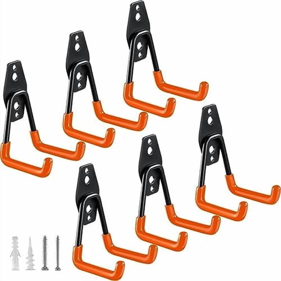 Heavy Duty Garage Hooks 6 Pack, 2.8 inch Small U Shaped Hanger, Wall Mounted Storage System, Power and Garden Tool Organizer, for Hanging Ladders, Hose, Bulk Items and More
