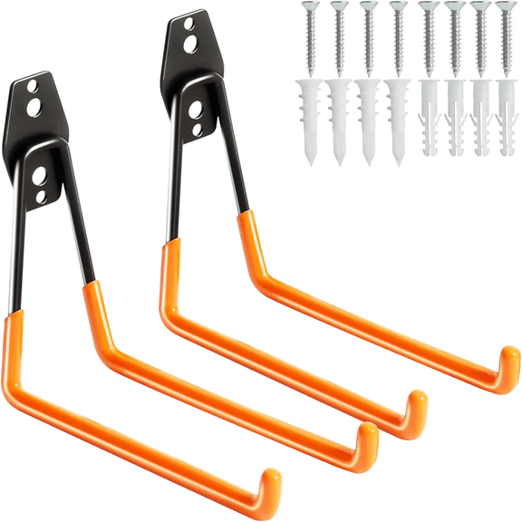 Heavy Duty Garage Hooks for Hanging, 2 Pack Metal Garage Organization Hooks, Garage Storage Hooks for Ladder Extension Cord Cable, Wall Mount Large Utility Hooks, Garden Tool Organizer/Hanger
