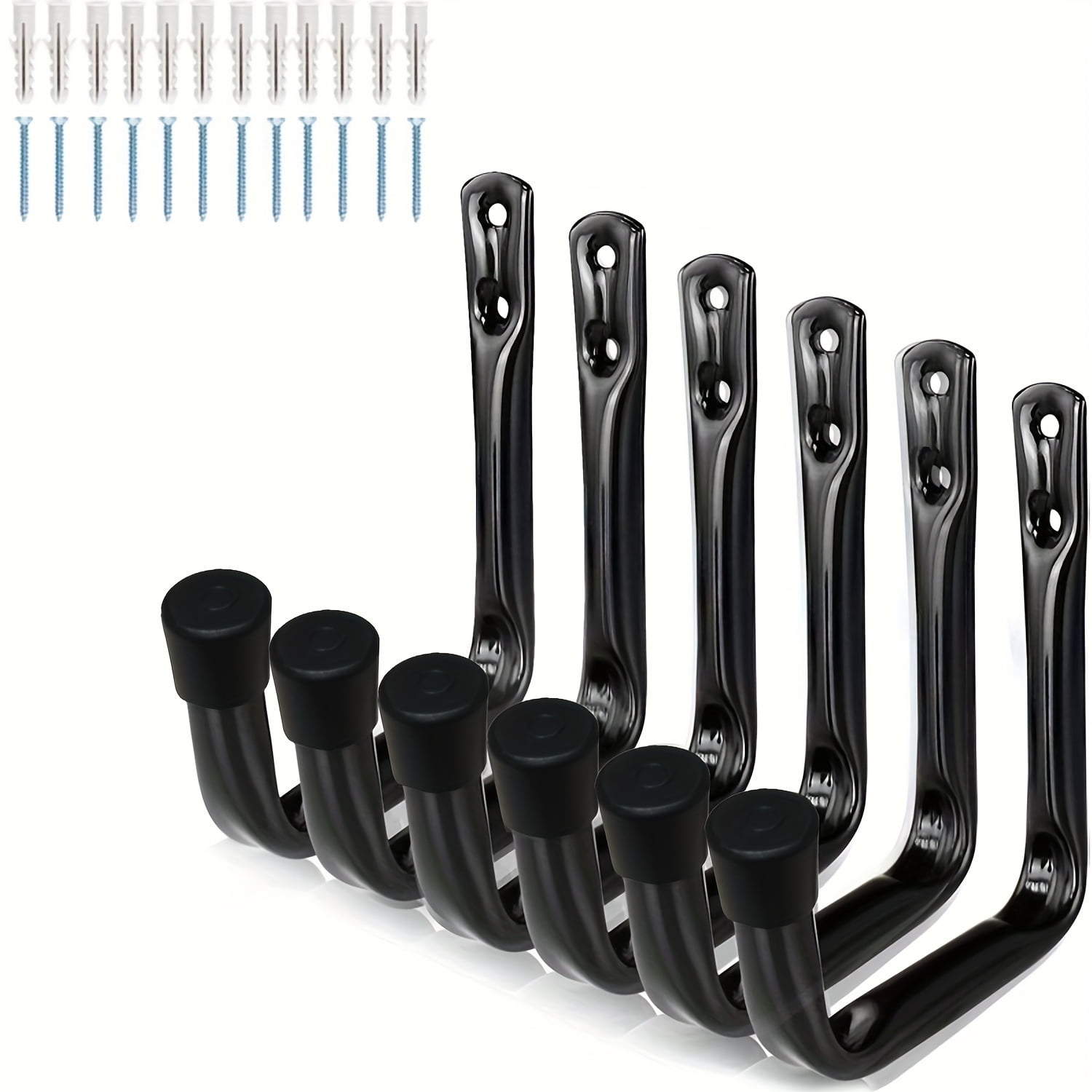 Black Heavy Duty Metal Garage Storage Hooks with Wall Anchors