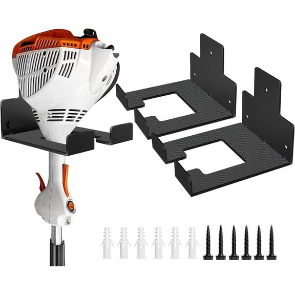 Heavy Duty Garage Organizer Wall Hanger, Weed Whackers Holder Wall Mounted, Shed Organizer Trimmer Rack for Grass, Garage, Garden Tools Storage, 2 Packs