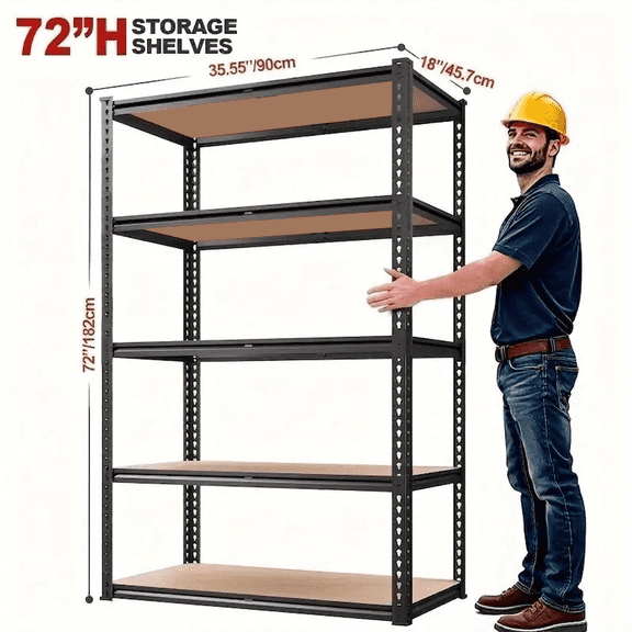 Heavy Duty Garage Shelves -  Extra Tall 72" Metal Storage Rack
