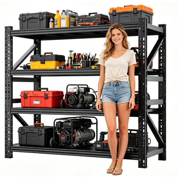 Heavy Duty Garage Shelving,73" H 3000LBS Load Capacity Metal Garage Storage Shelves Adjustable Industrial Shelving Unit for Garage,Warsehouse,Workshop