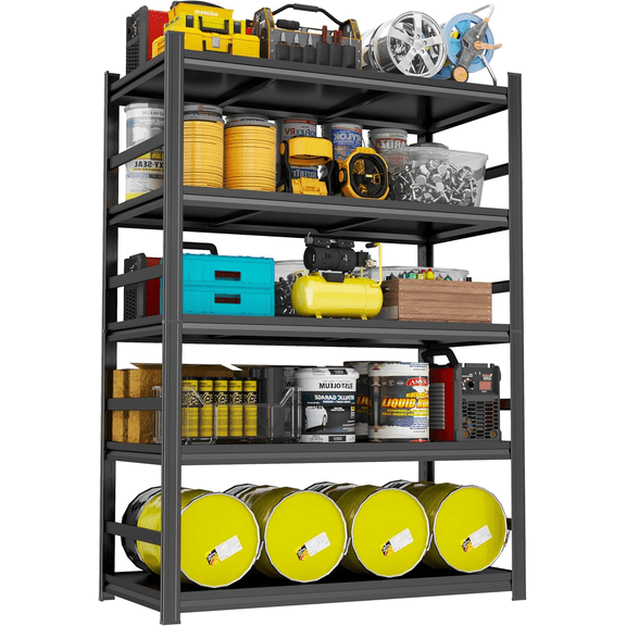 Heavy Duty Garage Shelving Unit, 5-Tier Adjustable Metal Storage Shelves, 3000LBS Load Capacity Shelf for Garage & Basement, Tool Organization, High - Capacity Storage Solution, 48" W, Black
