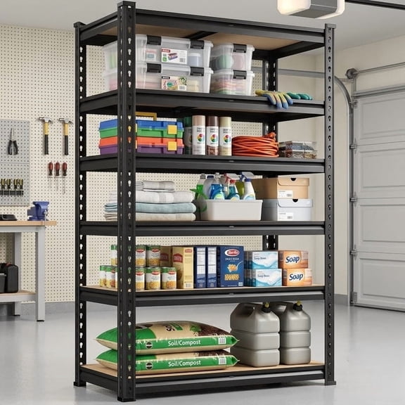 Heavy Duty Garage Shelving Unit, 5-Tier Adjustable Shelves Metal Storage Rack, Utility Shelves Metal Shelf Storage Shelf for Garage