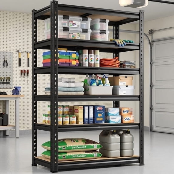 Utility Energy Storage Rack Heavy Duty Garage Shelving Unit, 5-Tier Adjustable Shelves Metal ...