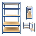 thumbnail image 1 of Heavy Duty Garage Shelving Unit 59 Inch 5 Tier Adjustable Height, 386lbs Max Load Per Shelf, Metal Frame Boltless Installation Multi-Use for Workshop Home Storage Organizer Utility Rack, Blue, 1 of 5