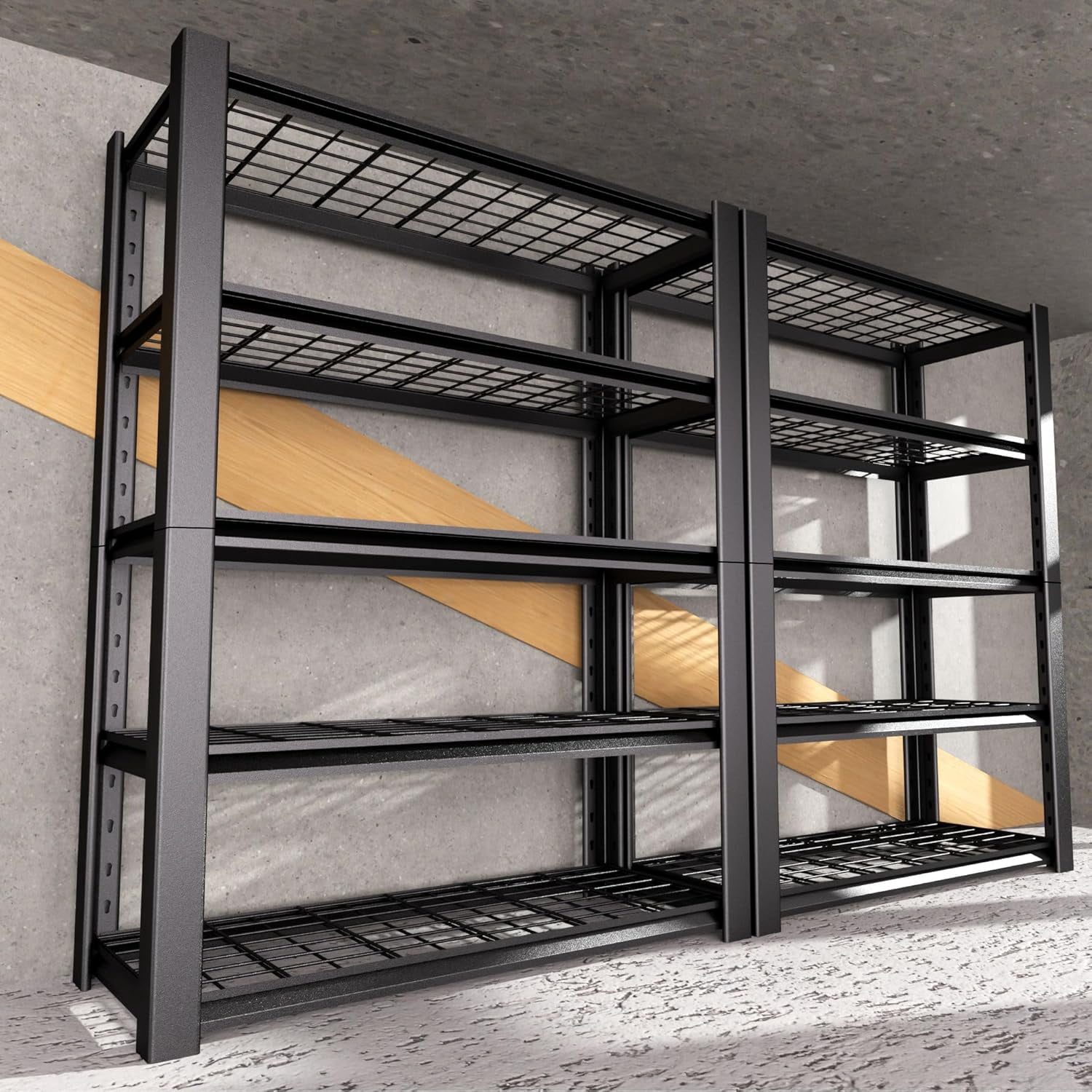 Heavy Duty Garage Shelving Unit with Wire Grid Shelves, 72" H x 48" W x