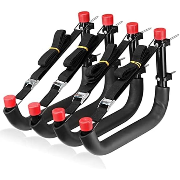 Heavy Duty Garage Storage Hooks, 13 Inch Arm Large Wall Mount Hanger with EVA Protector, Garage Racks & Organizer for Ladders, Folding Chairs, Kayak, Surfboard, Garden Tool Black + Red$$