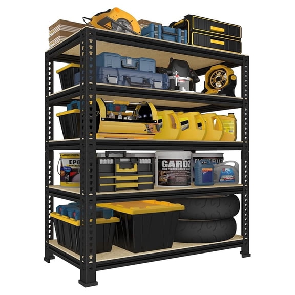 Heavy Duty Garage Storage Shelves, 31.5" W x 16" D x 63" H Adjustable Gargae Shelving, 5 Tier Metal Shelving Unit, Utility Rack Organizer for Garage, Warehouse, Pantry, Black