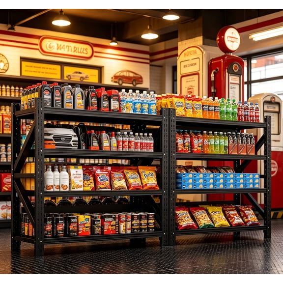 Heavy Duty Garage Storage Shelves, 5000 lbs Capacity, 67" Wide Metal Garage Shelving Units, 4-Tier Large Industrial Shelving for Shop, Warehouse, Basement, Factory, 67"W x 24"D x 63"H