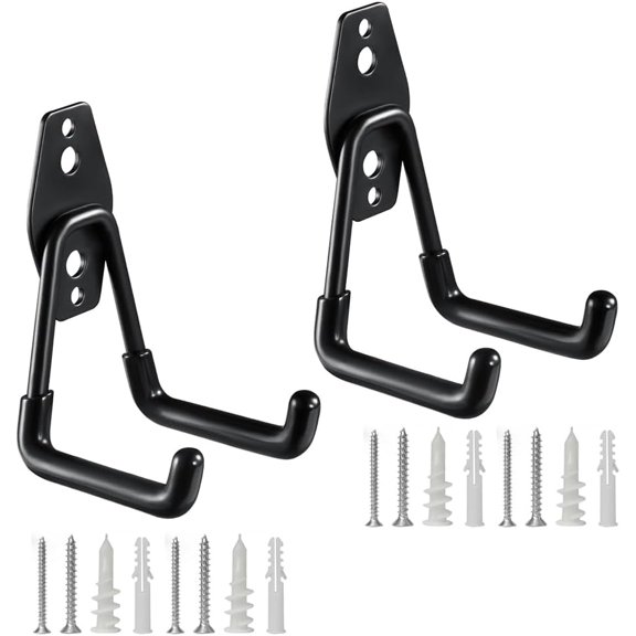 Heavy Duty Garage Storage Utility HooksGarden Bike Tool Hangers OrganizerSteel Wall Mount Power Hooks, Metal Small U Hooks for Hanging Ladders Ropes Hose Bulk Items, 2 Pack