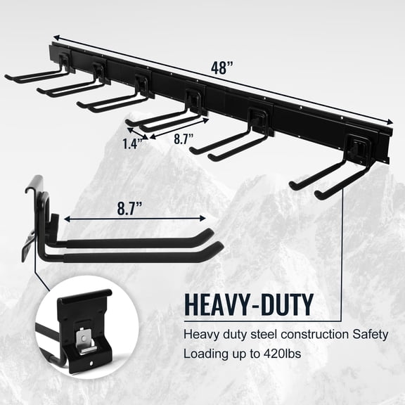 Heavy Duty Garage Tool Organizer with Lock Design, Adjustable Wall Mount Storage Rack, Holds Up to 420lbs