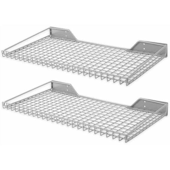 Heavy Duty Garage Wall Shelving 2 Pack 23.6"x11.8" Metal Wire Shelves Wall Mount Mesh Storage Rack for Garage, Office, Basement and Kithcen, max Load 65 lbs (Grey)
