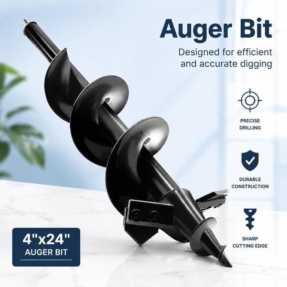 Heavy-Duty Garden Auger Drill Bit for Planting, Spiral Drill Bit with Dual Sharp Blades, Bulb Planter Tool & Plant Hole Digger, 4"x24" Cordless Drill Attachment