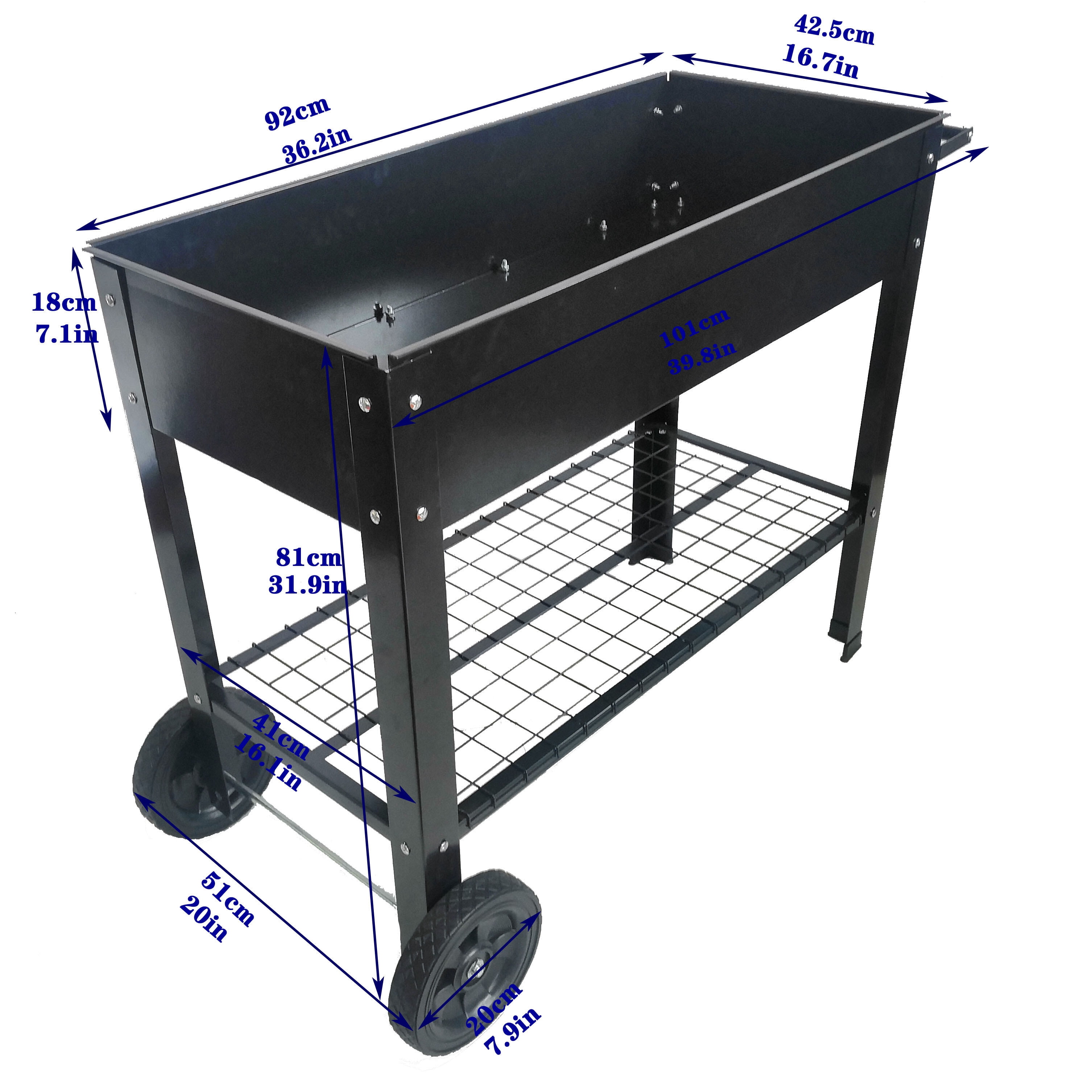 Heavy Duty Garden Carts, Mobile Metal Raised Garden Bed Cart with Legs ...