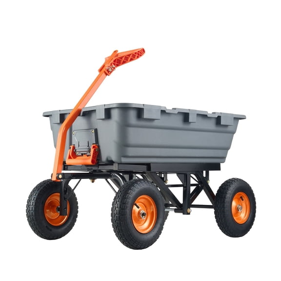 Heavy-Duty Garden Dump Cart with 13" Wheels, 1500 lb Capacity, Easy Assembly Steel Frame&Dual-Function Handle
