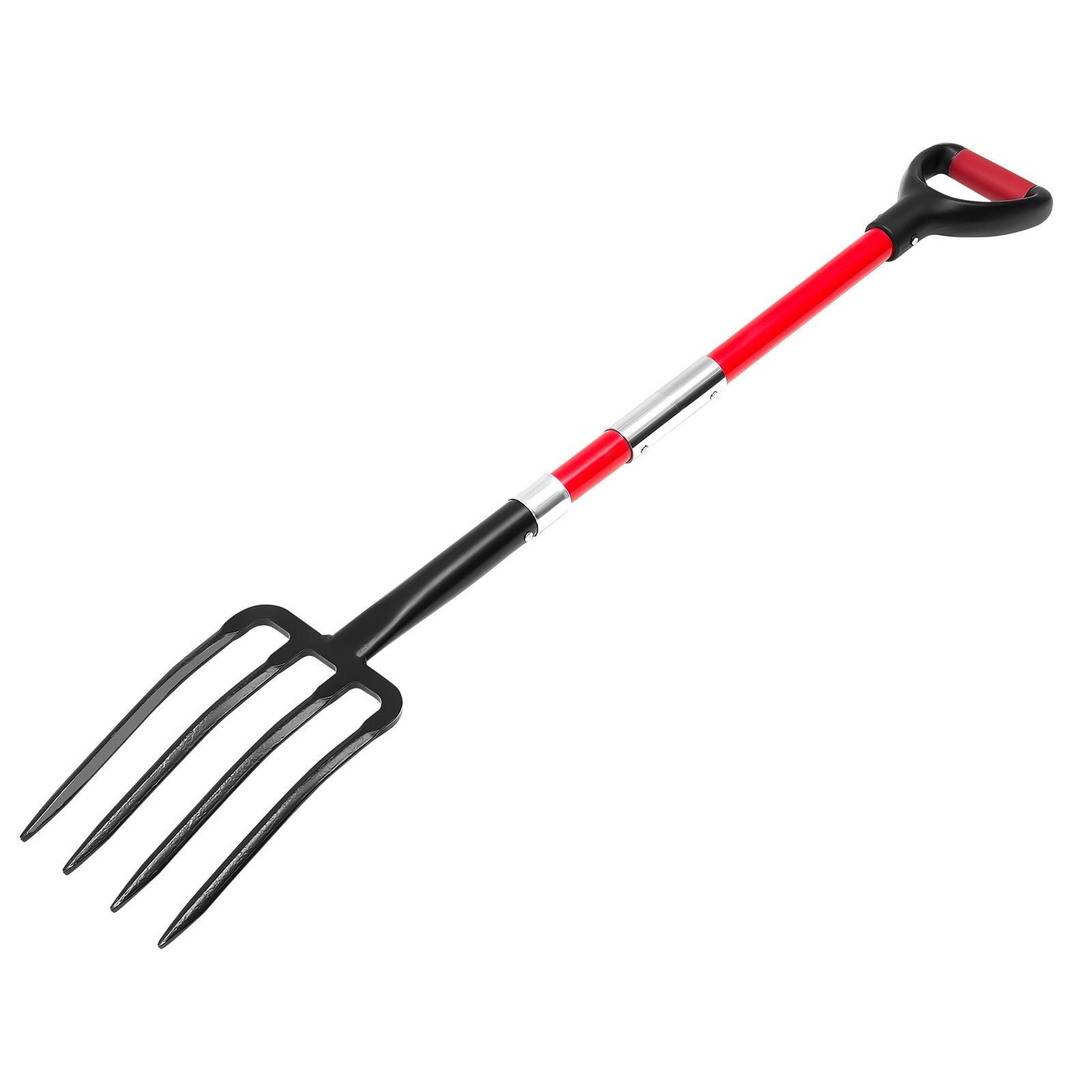 Heavy Duty Garden Fork with 45" Fiberglass Handle – Digging and Spading Pitchfork for Tough Soil