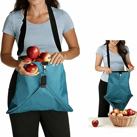 Heavy Duty Garden Harvesting Bag, 16x14 Inch Large Capacity Fruit Picking Pouch with Quick Empty Bottom, Adjustable Shoulder Strap for Vegetables, Orchard Work, Gardening Supplies