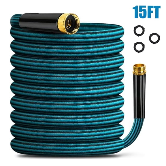 Heavy Duty Garden Hose, 15 FT Flexible PVC Water Hose, Kink-Resistant, Leak-Resistant with 3/4" GHT Fittings