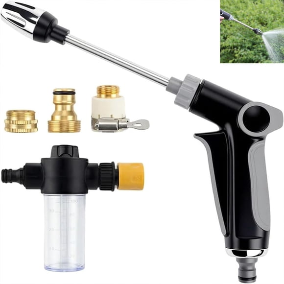 Heavy Duty Garden Hose Nozzle, High Pressure Power Jet, Adjustable Spray Modes, 360 Rotation, Deep Cleaning for Yard, Patio, Driveway, Car Wash
