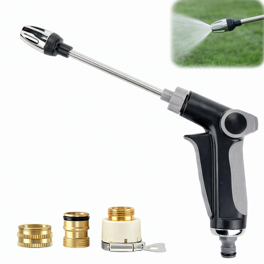 Heavy Duty Garden Hose Nozzle, High Pressure Water Cleaning Jet Sprayer, Multi-Function Lawn & Garden Hose Nozzle for Yard, House, Car & Pet Cleaning