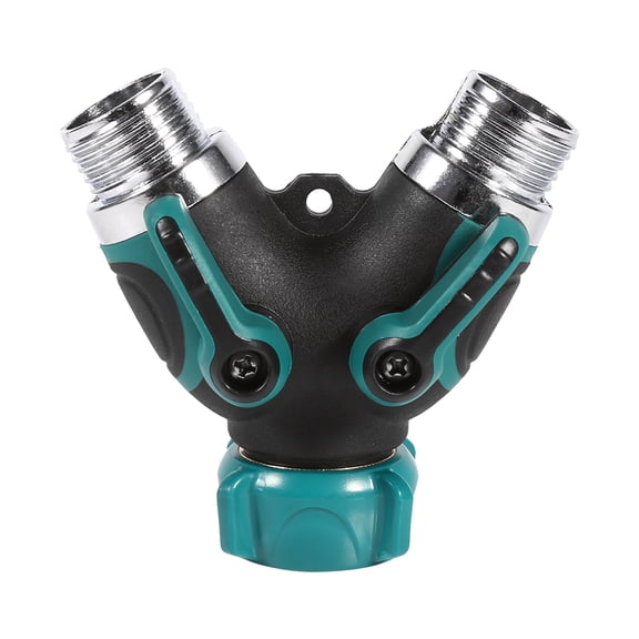 Heavy Duty Garden Hose Splitter 2 Way Y Shape Water Pipe Connector Adapter with Dual Valves NPT 3/4 inches / 1.9 cm Standard Fitting for Yard Lawn Patio Drip Irrigation