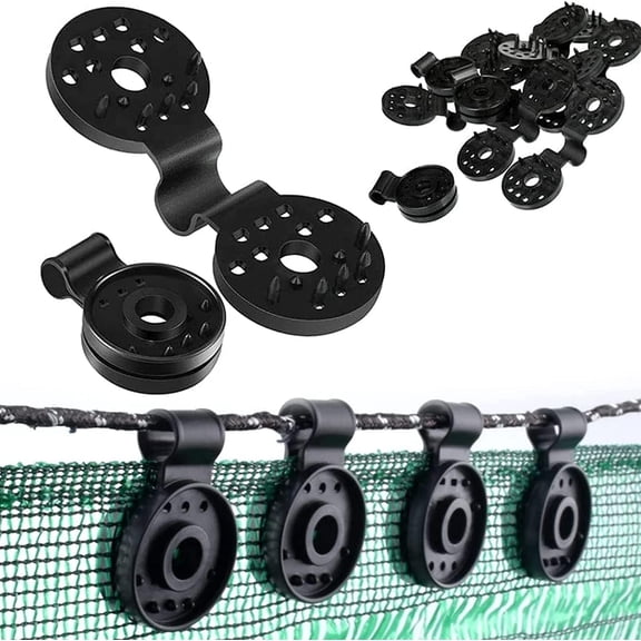 Heavy Duty Garden Tarp Clips Set, Heavy Duty Tarp Clips Lock Grip, Windproof Awning Clamp Grip, Round Plastic Black Clips for Sun Shade Net, Reusable Tent Clips Accessory for Camping