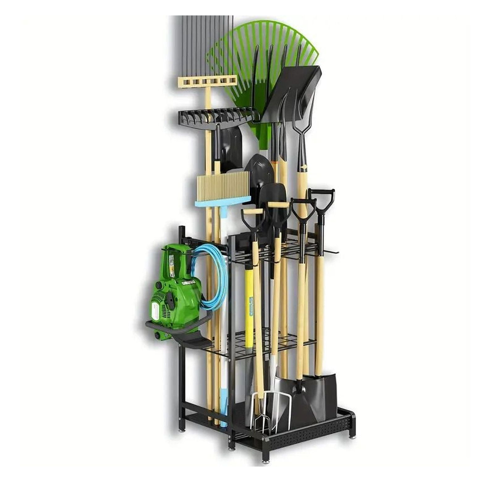 Heavy Duty Garden Tool Organizer Rack with – Metal Yard Storage Stand ...
