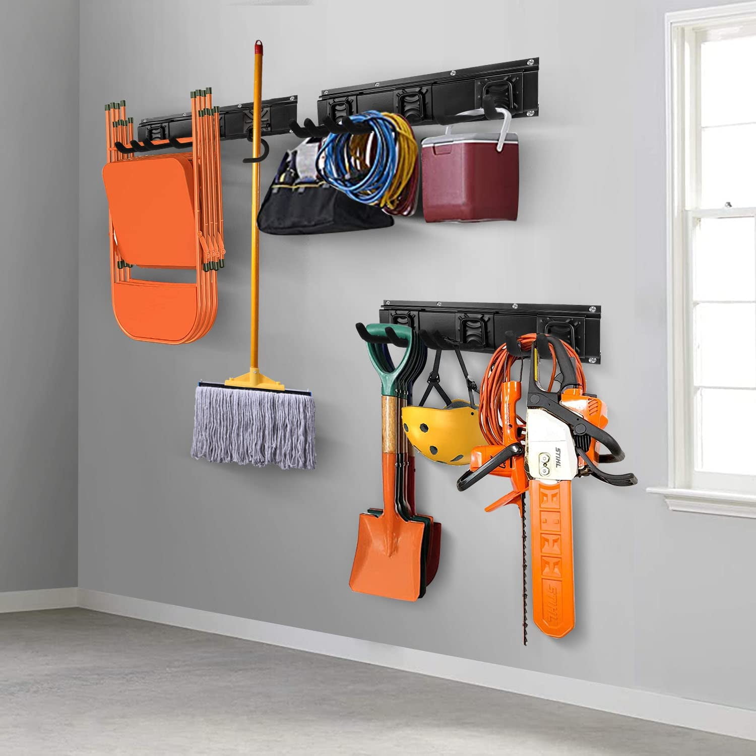 Garden Tool Storage Rack, Outdoor Power Tools Hangers For Garage Wall Organization 6 Assorted Multi Purpose Hooks Organizer Holders Landscaping Equipment