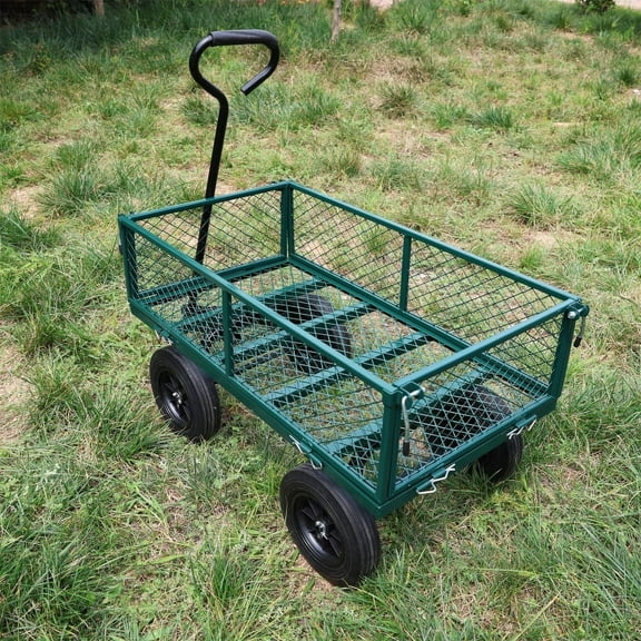 Heavy-Duty Garden Utility Cart ‌   - Solid Wheel Firewood Hauler & Tool Transport Cart