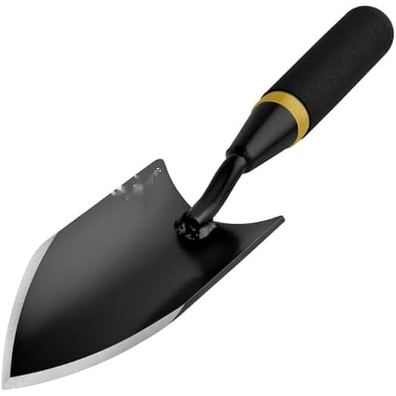 PLERISE Heavy Duty Carbon Steel Gardening Hand Trowel, Rubberized Handle Garden Tool for Digging Transplanting, 1 Pack