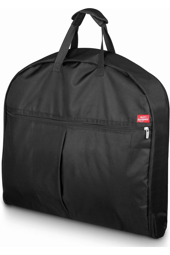 Heavy Duty Garment Bag for Travel, 43''Waterproof Suit Bag for Men Travel and Foldable Carry On Garment Bag for Hanging Clothes with Large Pocket in Business Trip, Black