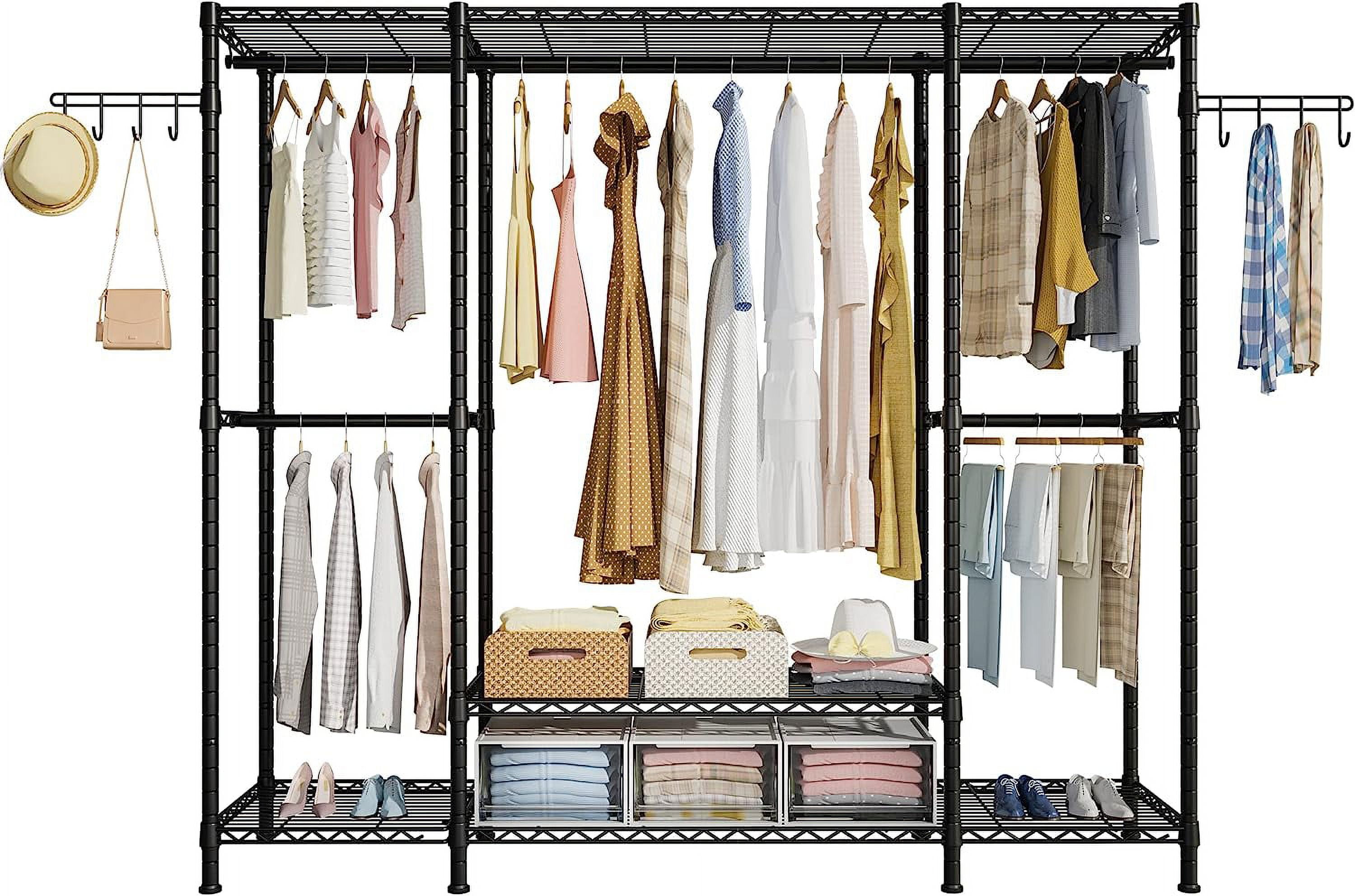 Heavy Duty Garment Rack, 4 Tiers Freestanding Closet Organizer System