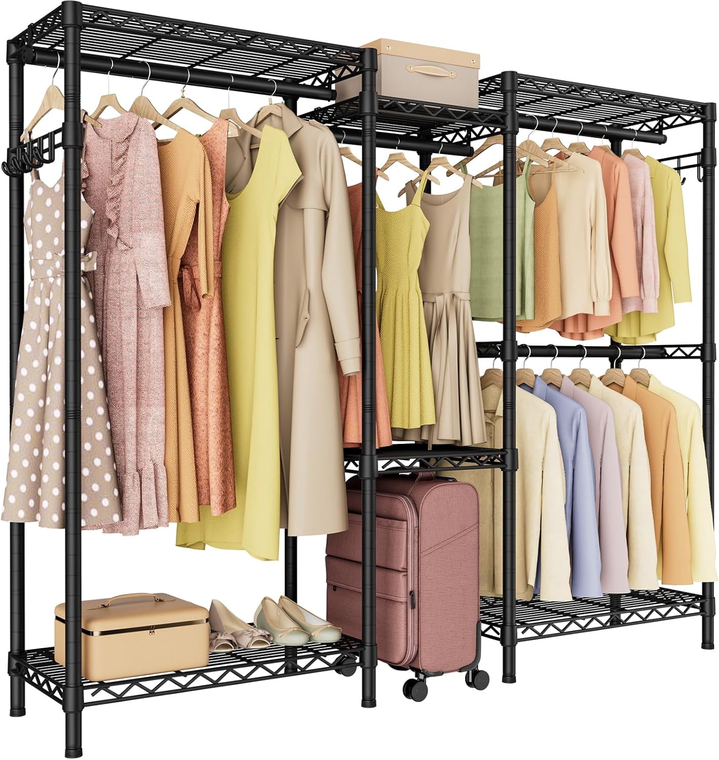 Apparel Wire Racks Heavy Duty Garment Rack Clothes Rack Large Metal Closet Organizer ...
